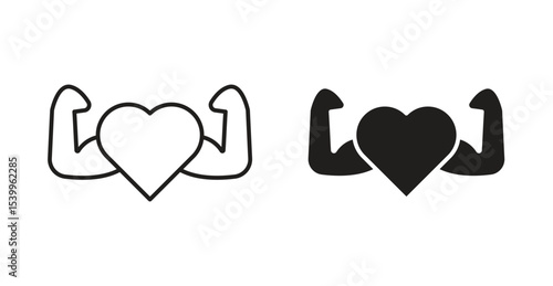 Strong heart icon Logos. Flat Vector Icon Design Template