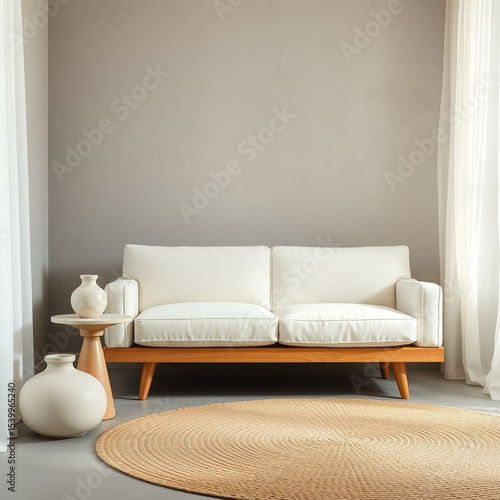 Wallpaper Mural Minimal Room Corner with Premium Linen Sofa Torontodigital.ca