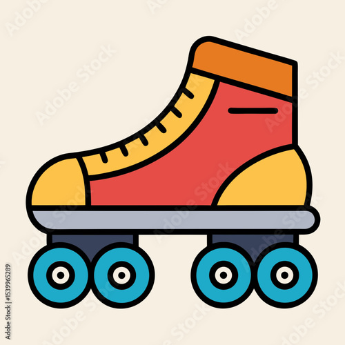 Retro Roller Skate with Colorful Design and Simple Aesthetic Illustration