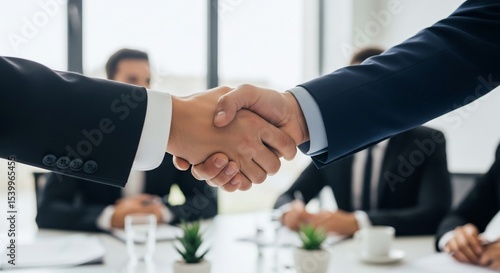 Business handshake signifies agreement between two parties