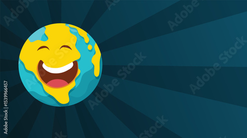 A happy world emoji laughing with shining rays on emoji day
