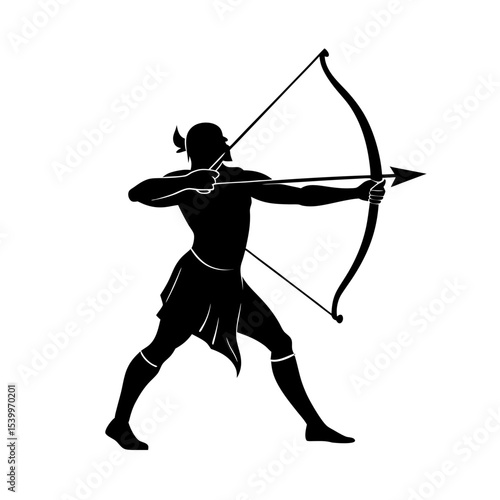full body silhouette of archer pulling bowstring  .svg