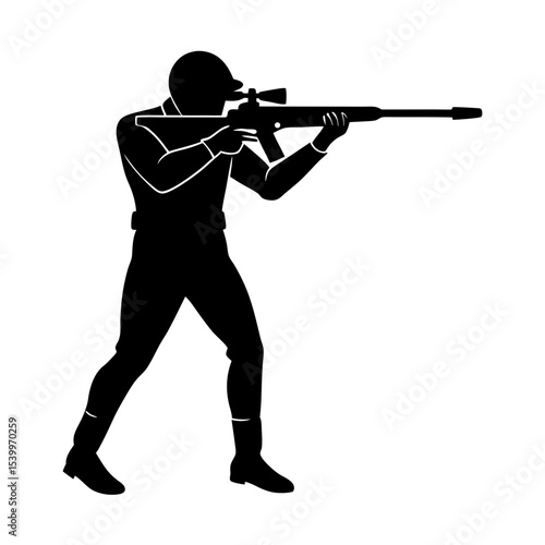 full body silhouette of biathlete aiming rifle   .svg