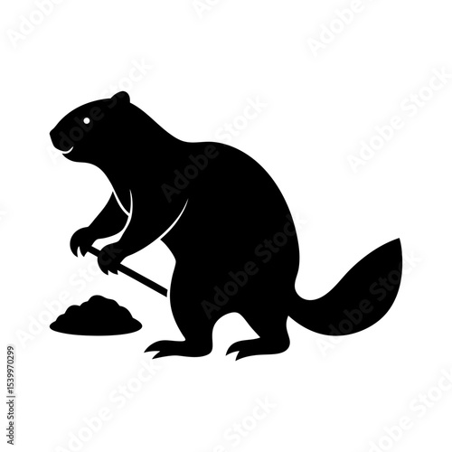 full body silhouette of beaver building dam .svg