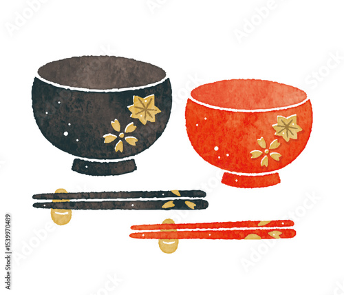 夫婦茶碗　夫婦椀　ちゃわん　おわん　漆器　漆塗り　伝統芸品