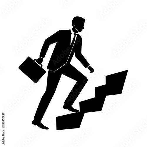 full body silhouette of business man stepping up s.svg