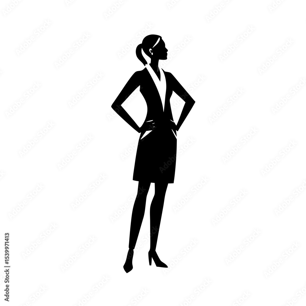 Fototapeta premium full body silhouette of business woman looking up .svg