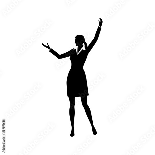 full body silhouette of business woman tossing pap.svg