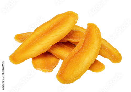 Dried mango slices isolated on transparent background