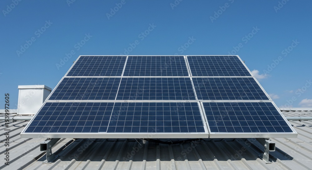 custom made wallpaper toronto digitalSolar Panels Mounted on a Metal Roof Under a Clear Sky