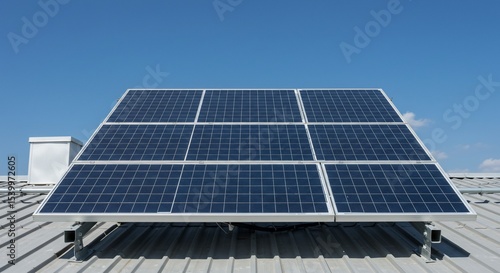 Wallpaper Mural Solar Panels Mounted on a Metal Roof Under a Clear Sky Torontodigital.ca
