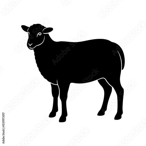 full body silhouette of sheep standing peacefully .svg
