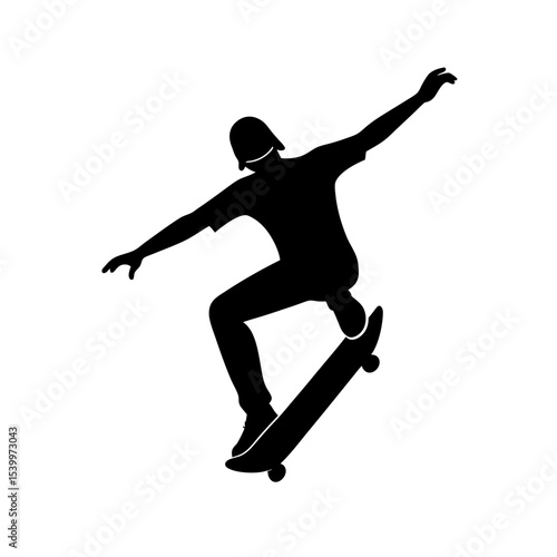 full body silhouette of skateboarder performing slide.svg