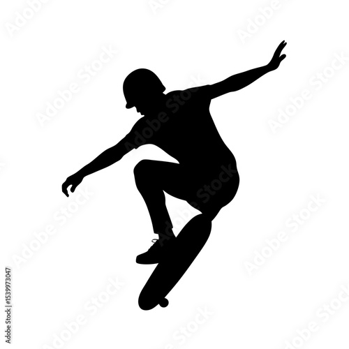 full body silhouette of skateboarder performing tr.svg