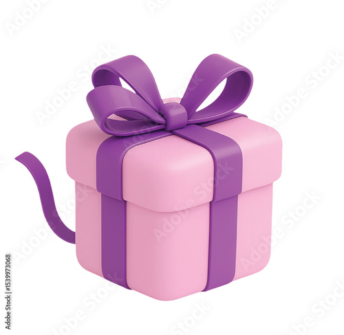 3d purple gift box icon