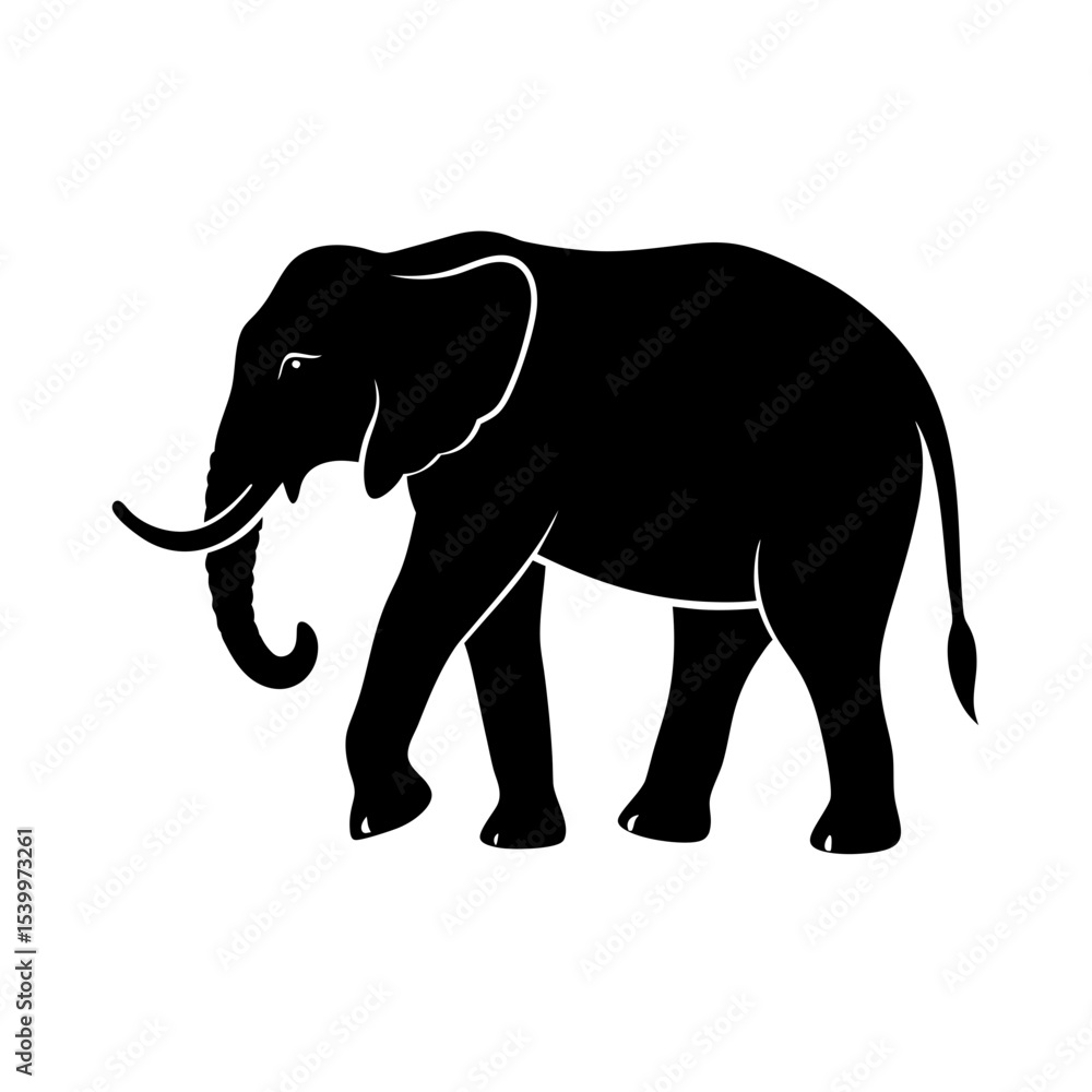 Obraz premium full body silhouette of walking elephant with rais.svg