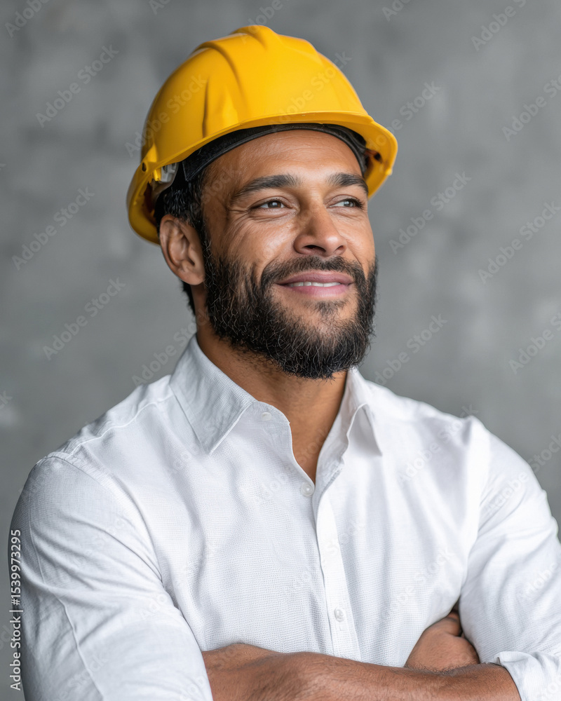 male engineer wearing hard hat on gray background male engineer wearing hard hat on gray background