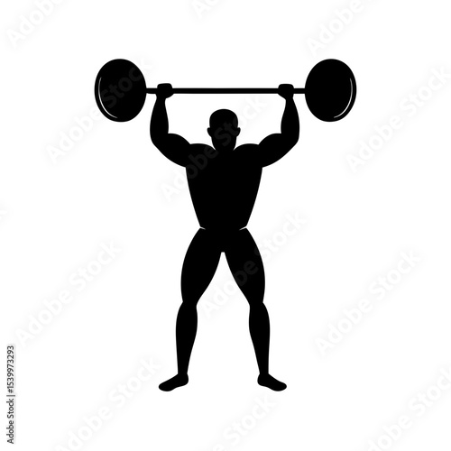 full body silhouette of weightlifter lifting barbe.svg