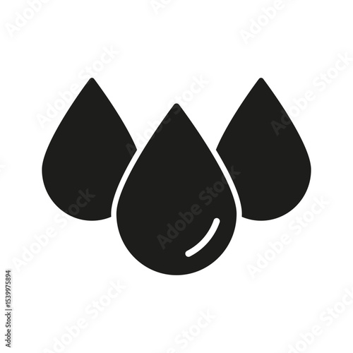 Three Water Droplets Solid Icon. Hydration, Purity, And Liquid Symbol. Water Conservation And Eco-Friendly Concept Silhouette. Isolated Vector Illustration
