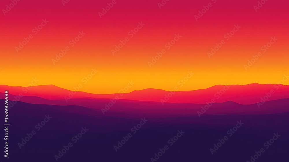 Fototapeta premium Vivid sunset over hazy mountains