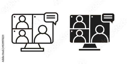 Online meeting icon Logos. Flat Vector Icon Design Template