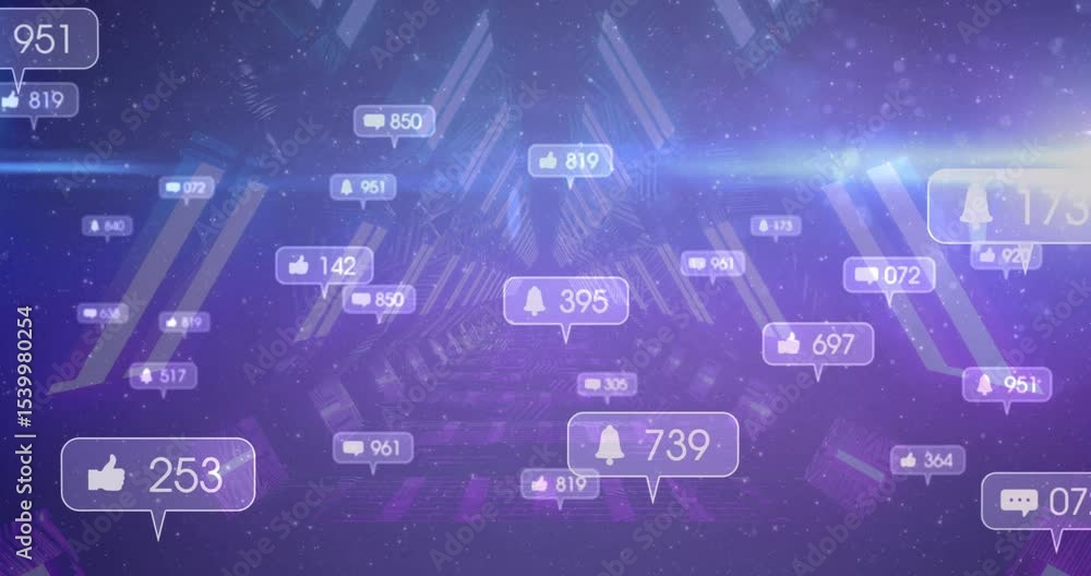 Purple tunnel starting alerts floating, updating counts and fading while showing data flow Purple tunnel starting alerts floating, updating counts and fading while showing data flow