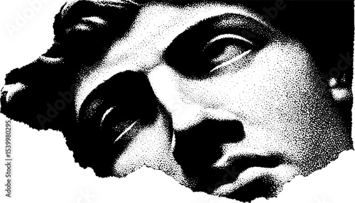 Michelangelo’s david with glasses and script tattoo design