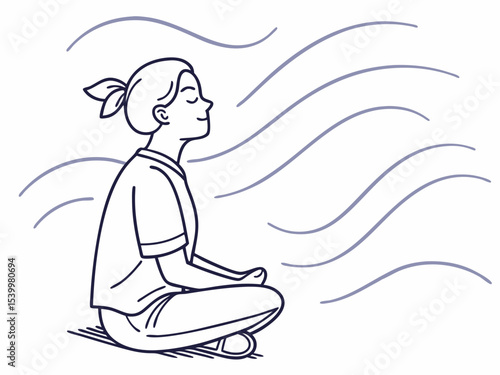 Modern Simple Line Icon Of A Person Practicing Breathing Vector