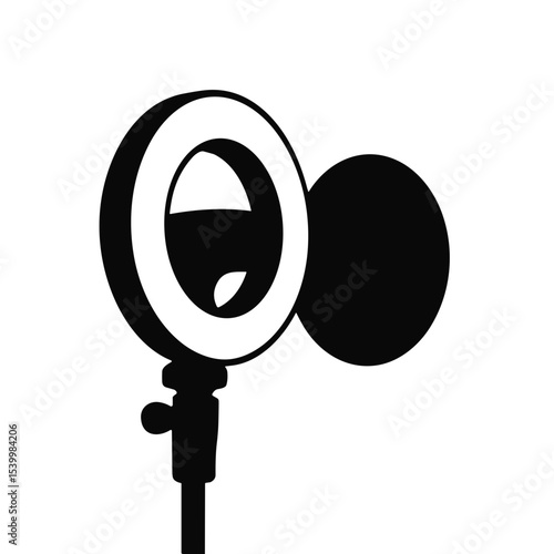 Ring light setup for portrait photographer's studio in minimal style  