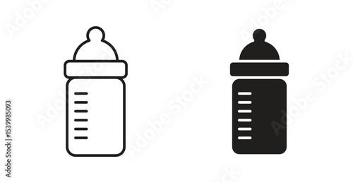 Milk bottle icon Logos. Flat Vector Icon Design Template