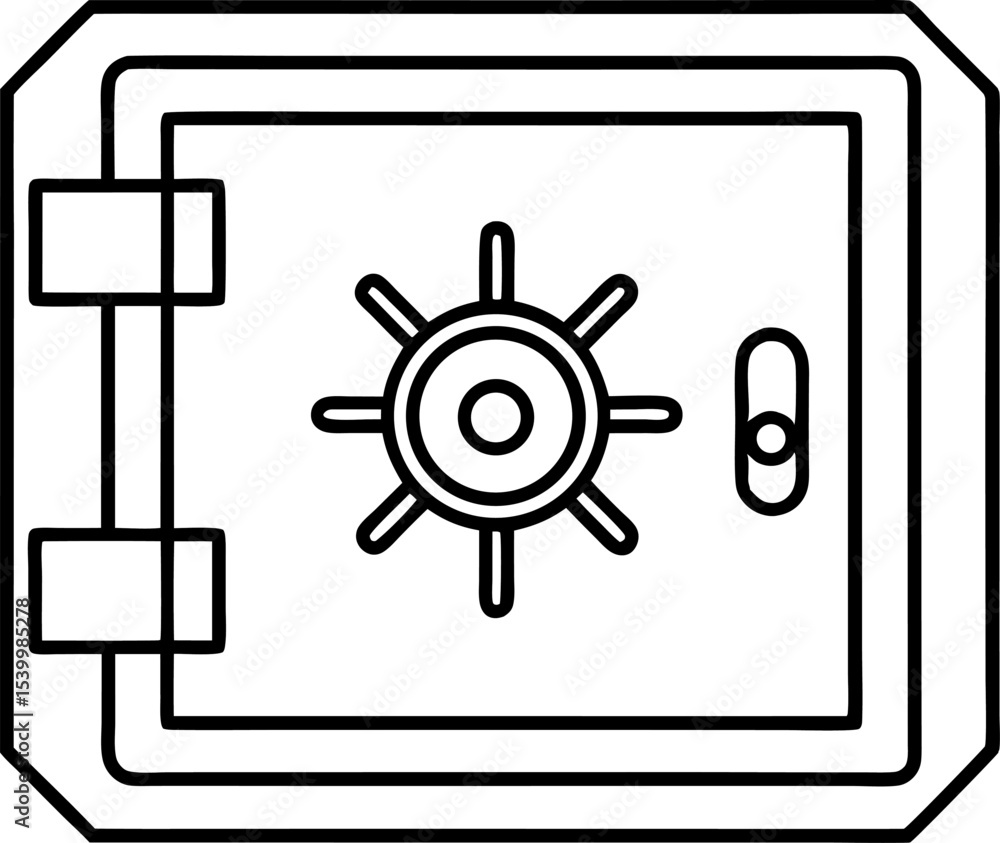 Safe Vault Icon Line Art Vector Illustration With White Background Safe Vault Icon Line Art Vector Illustration With White Background