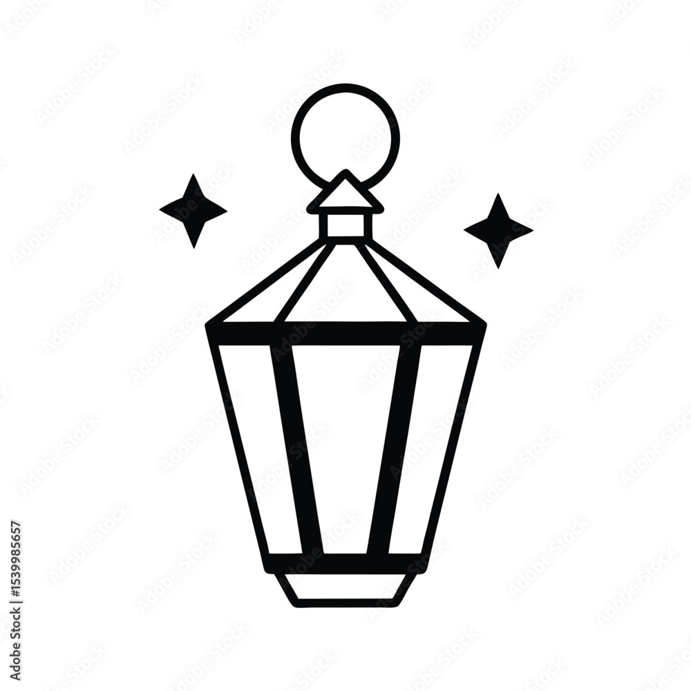 Fototapeta premium Elegant lantern silhouette with sparkling stars a vector design perfect for holiday cards invitations and festive decorations
