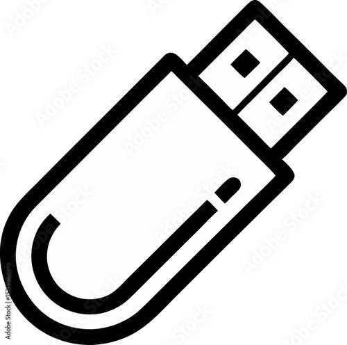 USB Flash Drive Icon Line Art Vector Illustration
