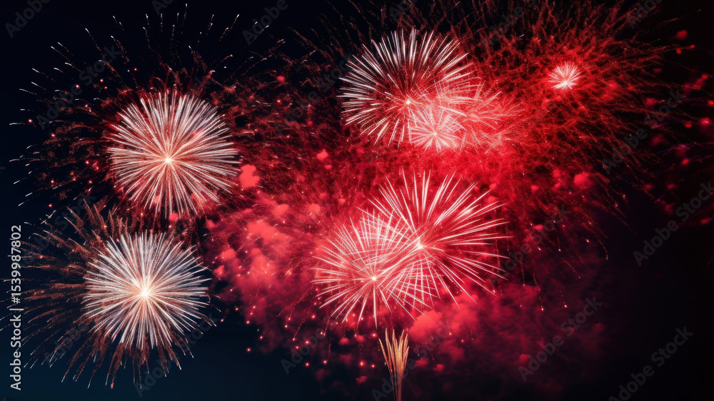 Fototapeta premium Fireworks night outdoors sky.