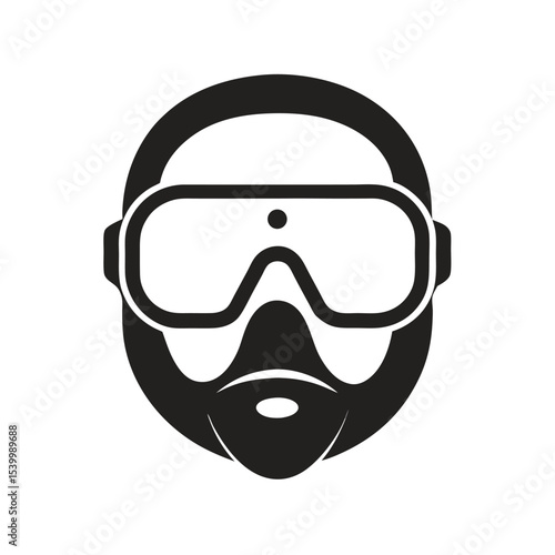 black and white mask for diving Vector icon isolated on white background