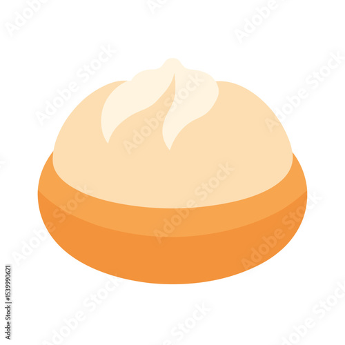 Bao buns filled with savory pork and herbs Vector illustration