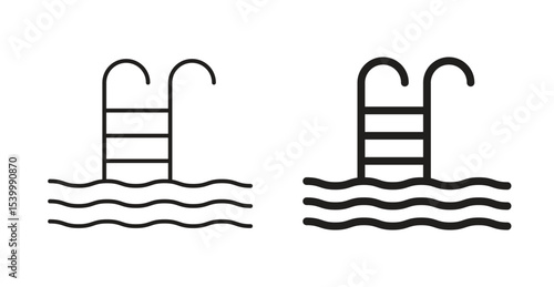 Ladder in swimming pool icon
