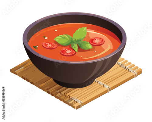 Hearty Tomato Soup Bowl - Vector Illustration