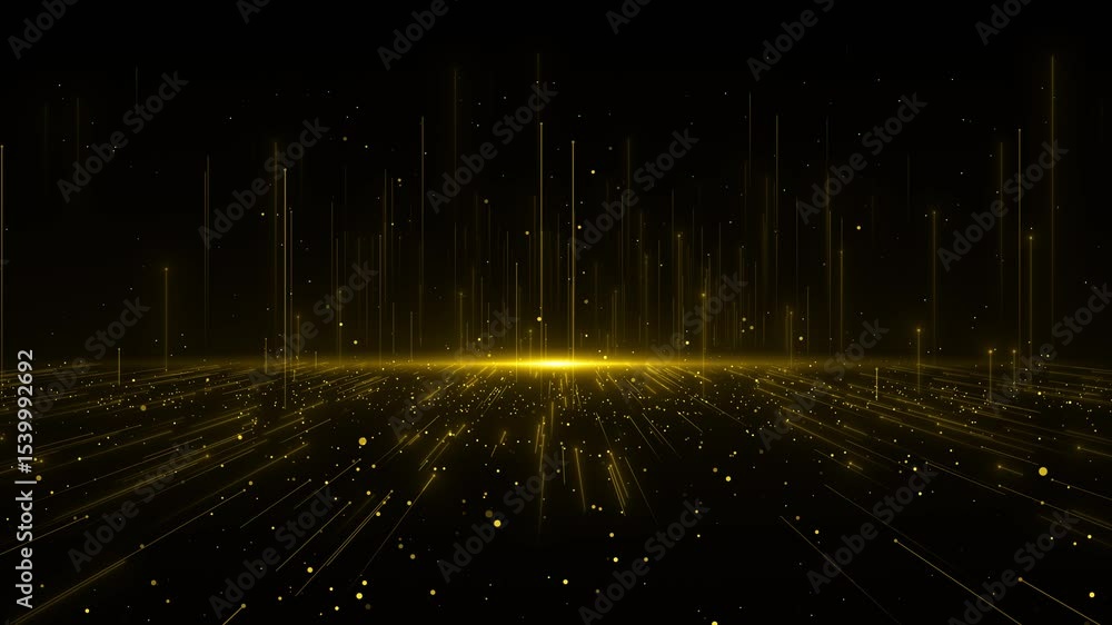 Golden shining stars dust bokeh glitter rays. Birthday, Anniversary, new year, event, Christmas. Shiny Sparkling Trail particles. Winner screen Party celebration. Abstract Glitter Luxury particles 3D
