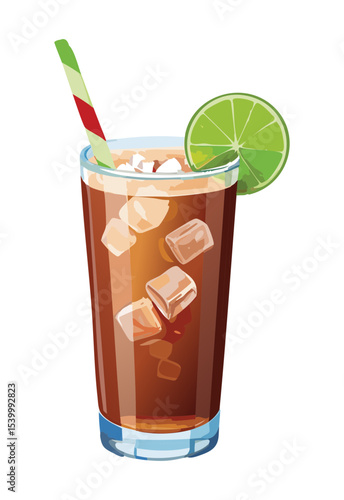 Chilled Lime Drink Refreshment - Vector Illustration