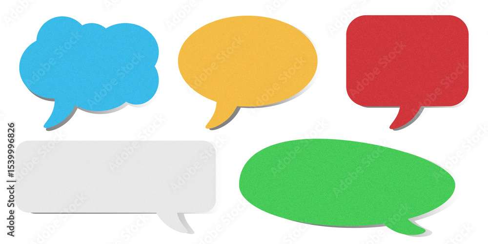 Colorful Speech Bubbles Set on White Background Colorful Speech Bubbles Set on White Background