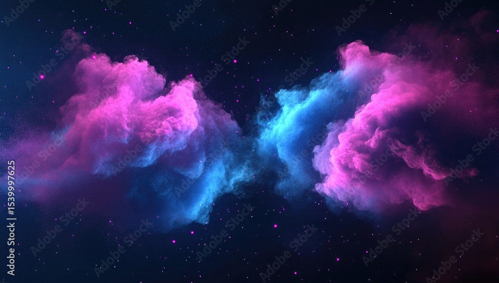 Naklejka premium Cosmic clouds of pink and blue nebulae