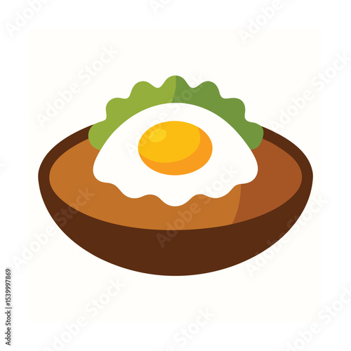 Hawaiian loco moco with egg and gravy plate Vector illustration