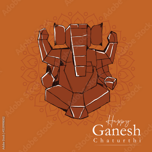 A creative depiction of Ganesh Puja showcasing Lord Ganesha in a vibrant festive setup, symbolizing devotion, culture, and spiritual celebration with artistic elegance.