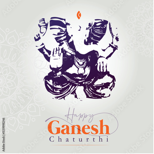A creative depiction of Ganesh Puja showcasing Lord Ganesha in a vibrant festive setup, symbolizing devotion, culture, and spiritual celebration with artistic elegance.
