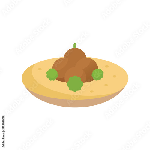 Lamb kofta served with creamy hummus spread Vector illustration