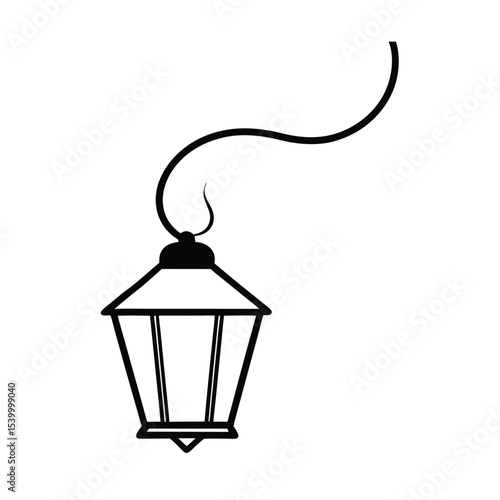 Vintage lantern with a swirling smoke trail detailed vector illustration
