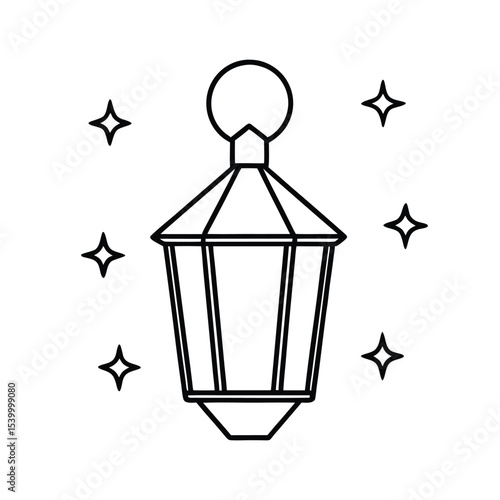Elegant lantern with sparkling starry night background design