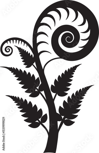 Wallpaper Mural fiddlehead fern silhouette, black and white silhouette, vector and illustration Torontodigital.ca