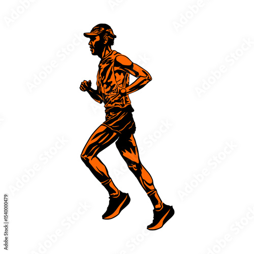 Illustration of a man runner with duotone vector concept. Pop Art Runner Vector Illustration.